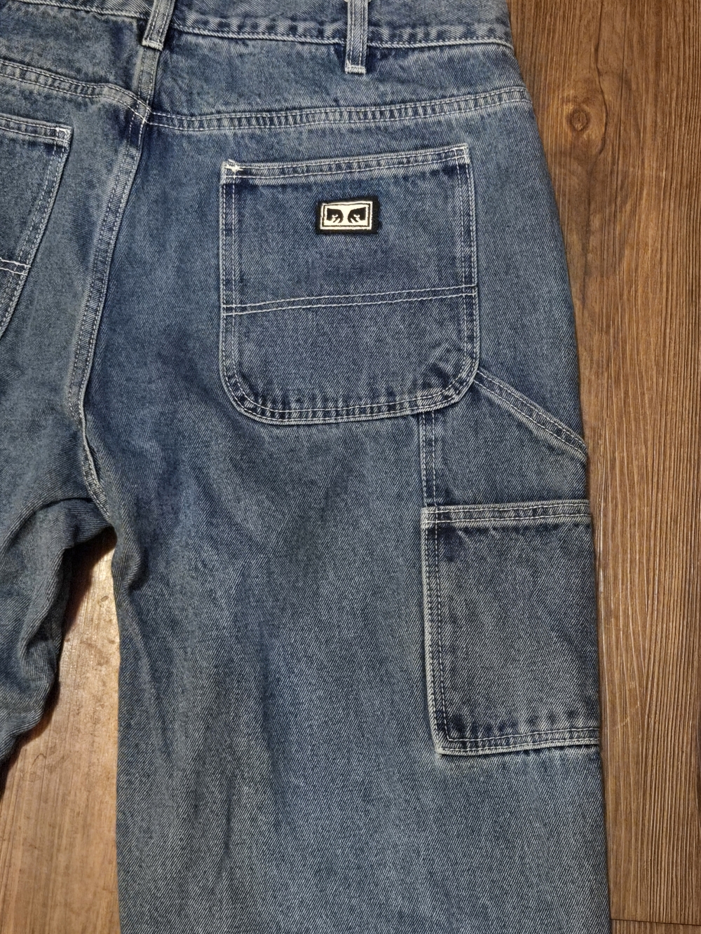 Obey Men's Washed Blue Carpenter Jeans